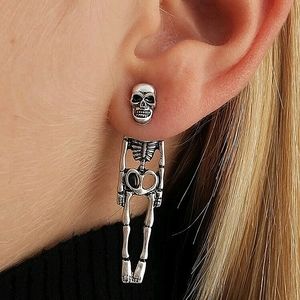 Silver dangle skeleton earrings